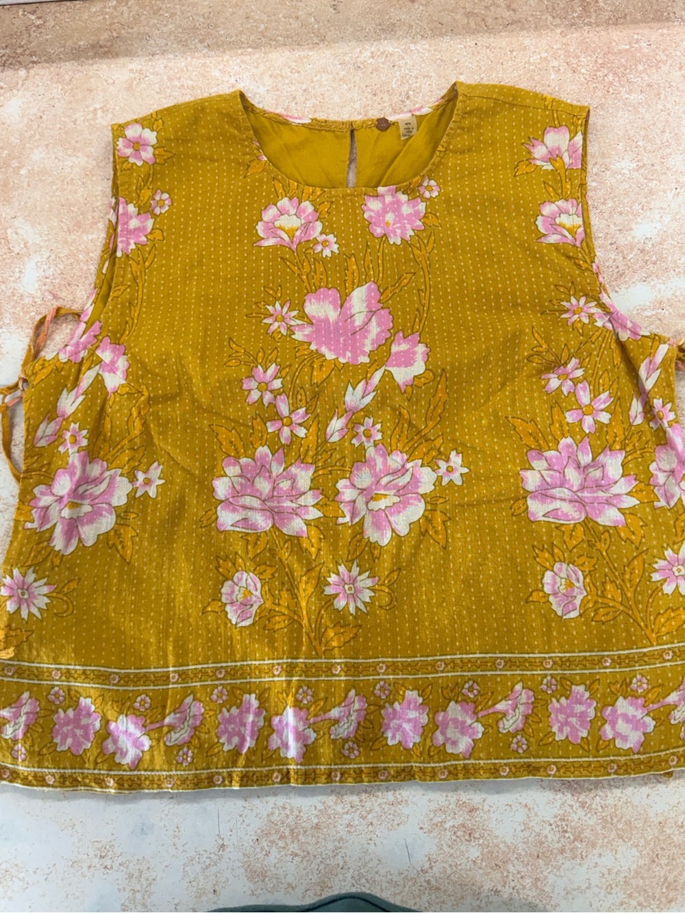 Free peopleMustard Floral Tie-Side Sleeveless Top